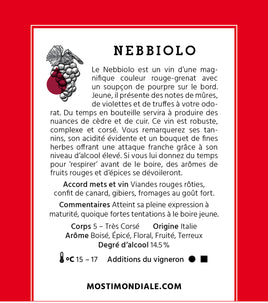 Édition limitée Meglioli 2021 - Nebbiolo - 23 litres - Disponible en janvier 2021